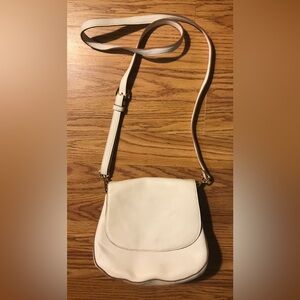 a new day faux leather Crossbody Bag white w gold accents detachable strap
